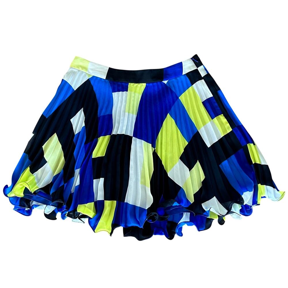 Milly of New York Pleated‎ Mini Skirt Geometric Print Blue Size 6